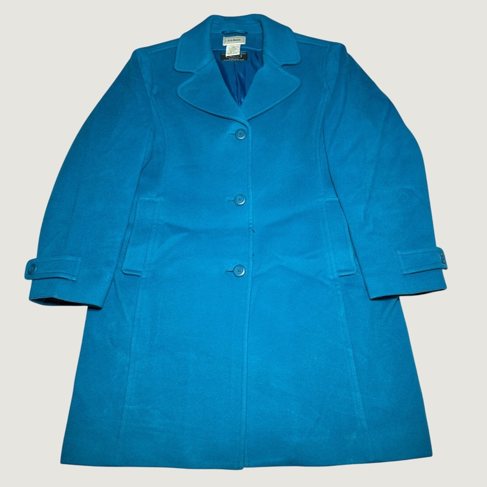 LL Bean Coat Womens 18 Petite Lambswool Bellandi Italian Fabric Insulated Teal
